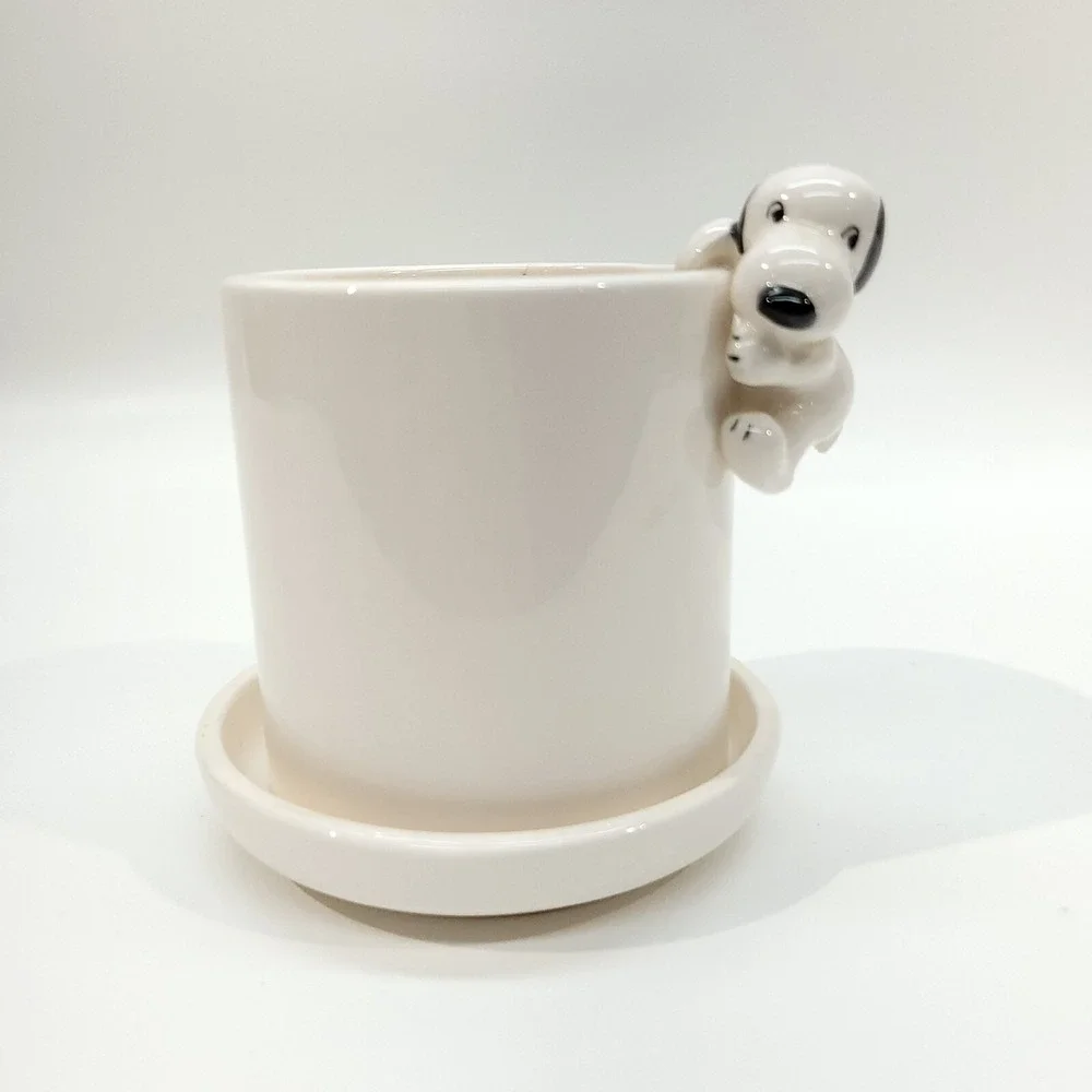 Determined Production Snoopy Mini Planter Ceramic 1958 1966 Peanuts‎ Schulz VTG